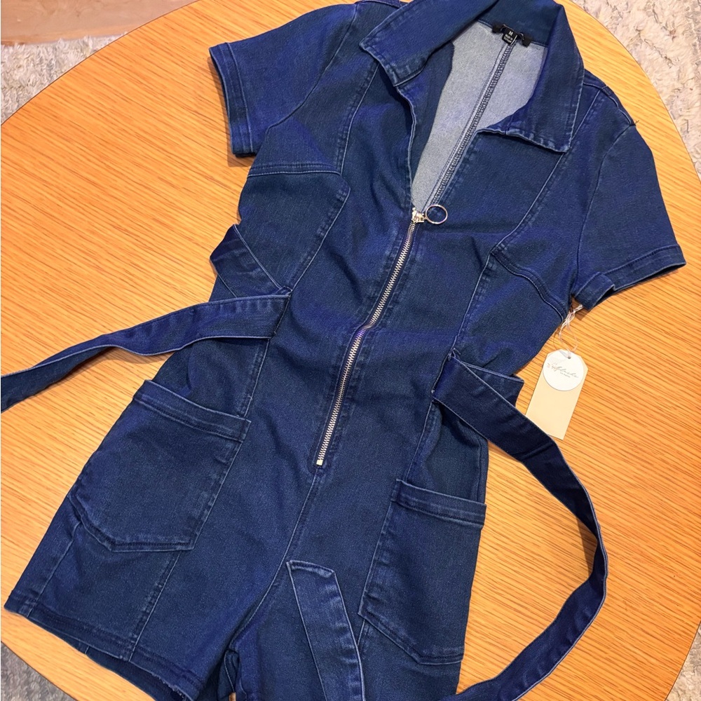 Blashe  Denim Collared Jumpsuit/Romper NWT